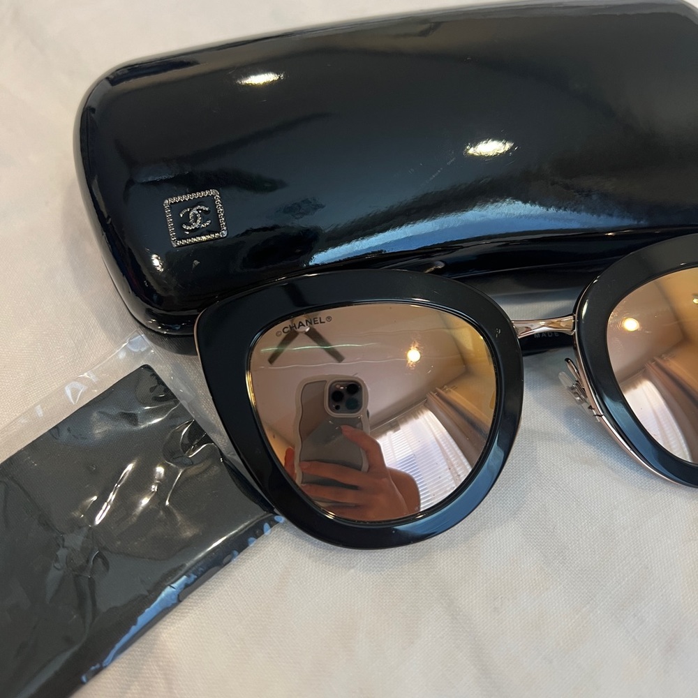 rose gold black chanel sunglasses
